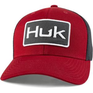 imageHUK Mens Trucker AntiGlare Snapback Fishing HatHuk Logo  Scarlet Blaze