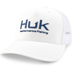 imageHUK Mens Trucker AntiGlare Snapback Fishing HatHuk Performance  White