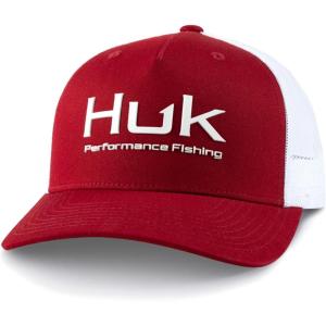 imageHUK Mens Trucker AntiGlare Snapback Fishing HatHuk Performance Fishing  Scarlet Blaze