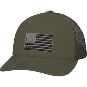 imageHUK Mens Trucker AntiGlare Snapback Fishing HatHuk and Bars  Moss