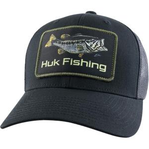 imageHUK Mens Trucker AntiGlare Snapback Fishing HatKc Patch  Black