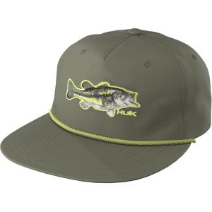 imageHUK Mens Trucker AntiGlare Snapback Fishing HatStitch Fish  Moss