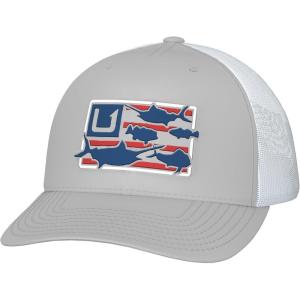 imageHUK Mens Trucker AntiGlare Snapback Fishing HatTrophy Flag  Harbor Mist
