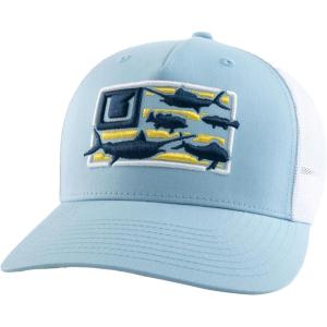imageHUK Mens Trucker AntiGlare Snapback Fishing HatTrophy Flag  Light Blue