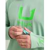 imageHUK Mens Icon Crew LongSleeve Performance Fishing ShirtFog Green