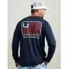 imageHUK Mens Pursuit Pattern Crew Sleeve Performance Shirt Bars  Windsurfer 3XLargeHuk  Bars  Naval Academy