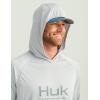 imageHUK Mens Pursuit Vented Long Sleeve Hoodie Fishing Shirt with HoodHarbor Mist