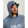 imageHUK Mens Pursuit Vented Long Sleeve Hoodie Fishing Shirt with HoodNaval Academy Heather