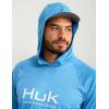 imageHUK Mens Pursuit Vented Long Sleeve Hoodie Fishing Shirt with HoodOcean Blue Heather