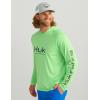 imageHUK Mens Pursuit Vented Long Sleeve Hoodie Fishing Shirt with HoodSummer Green Heather