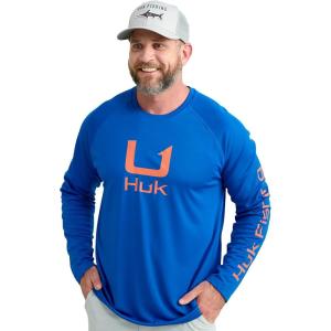 imageHUK Mens Icon Crew LongSleeve Performance Fishing ShirtOcean Blue