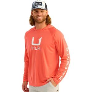 imageHUK Mens Icon Hoodie Hooded Fishing Shirt with Sun ProtectionFresh Salmon