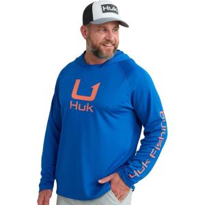 imageHUK Mens Icon Hoodie Hooded Fishing Shirt with Sun ProtectionOcean Blue