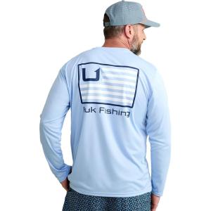 imageHUK Mens Pursuit Pattern Crew Sleeve Performance Shirt Bars  Windsurfer 3XLargeHuk  Bars  Windsurfer