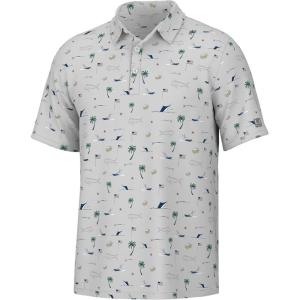 imageHUK Mens Pursuit Pattern Performance Short Sleeve Polo ShirtBeach Freedom  Harbor Mist