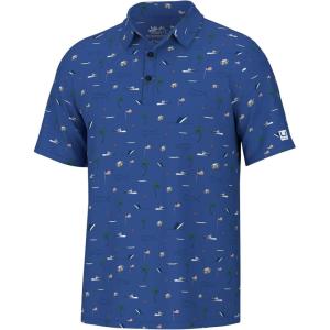 imageHUK Mens Pursuit Pattern Performance Short Sleeve Polo ShirtBeach Freedom  Set Sail