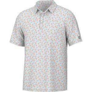 imageHUK Mens Pursuit Pattern Performance Short Sleeve Polo ShirtDolphin Cocktail  Harbor Mist
