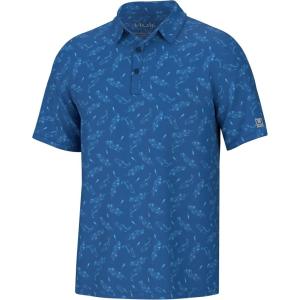 imageHUK Mens Pursuit Pattern Performance Short Sleeve Polo ShirtFish Wagon  Set Sail