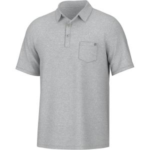 imageHUK Mens Pursuit Pattern Performance Short Sleeve Polo ShirtHeather  Harbor Mist