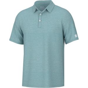 imageHUK Mens Pursuit Pattern Performance Short Sleeve Polo ShirtMarine Blue Heather