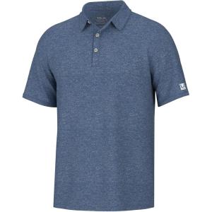 imageHUK Mens Pursuit Pattern Performance Short Sleeve Polo ShirtSet Sail Heather