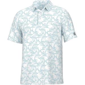 imageHUK Mens Pursuit Pattern Performance Short Sleeve Polo ShirtStackin Bills  Ipanema