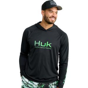 imageHUK Mens Pursuit Vented Long Sleeve Hoodie Fishing Shirt with HoodBlack 20