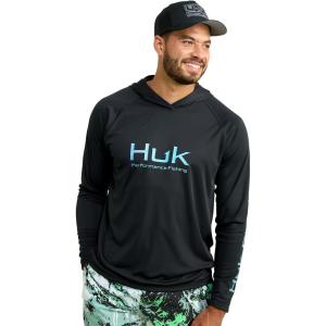 imageHUK Mens Pursuit Vented Long Sleeve Hoodie Fishing Shirt with HoodBlack