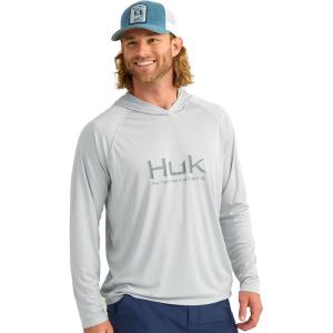 imageHUK Mens Pursuit Vented Long Sleeve Hoodie Fishing Shirt with HoodHarbor Mist