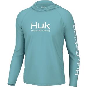 imageHUK Mens Pursuit Vented Long Sleeve Hoodie Fishing Shirt with HoodMarine Blue