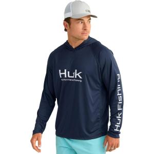imageHUK Mens Pursuit Vented Long Sleeve Hoodie Fishing Shirt with HoodNaval Academy
