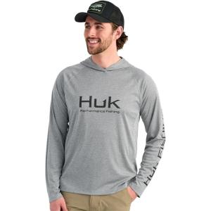 imageHUK Mens Pursuit Vented Long Sleeve Hoodie Fishing Shirt with HoodNight Owl Heather