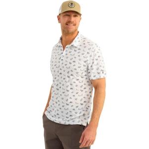 imageHUK Mens Standard Pursuit Pattern Performance Short Sleeve Polo Shirt White 50