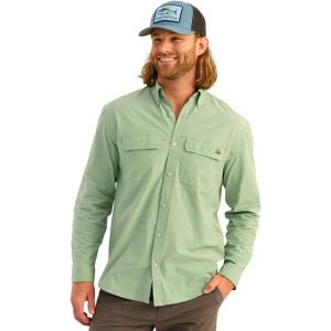 imageHUK Mens Next Level Solid Long Sleeve Fishing Button Down Shirt for MenFog Green