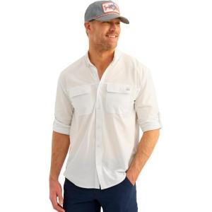 imageHUK Mens Next Level Solid Long Sleeve Fishing Button Down Shirt for MenWhite