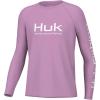 imageHUK Boys Pursuit Graphic Long Sleeve Fishing Shirt for KidsSheer Lilac