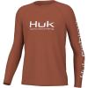 imageHUK Boys Pursuit Graphic Long Sleeve Fishing Shirt for KidsBaked Clay