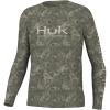 imageHUK Boys Pursuit Graphic Long Sleeve Fishing Shirt for KidsFin Flats  Moss