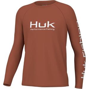 imageHUK Boys Pursuit Graphic Long Sleeve Fishing Shirt for KidsBaked Clay