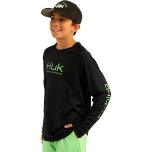 imageHUK Boys Pursuit Graphic Long Sleeve Fishing Shirt for KidsBlack 20