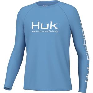 imageHUK Boys Pursuit Graphic Long Sleeve Fishing Shirt for KidsMarolina Blue