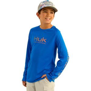 imageHUK Boys Pursuit Graphic Long Sleeve Fishing Shirt for KidsOcean Blue