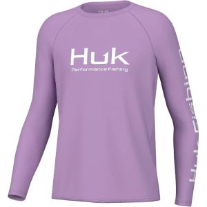 imageHUK Boys Pursuit Graphic Long Sleeve Fishing Shirt for KidsSheer Lilac