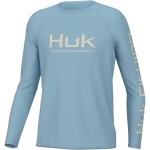 imageHUK Boys Pursuit Solid Long Sleeve Fishing Shirt for KidsCrystal Blue