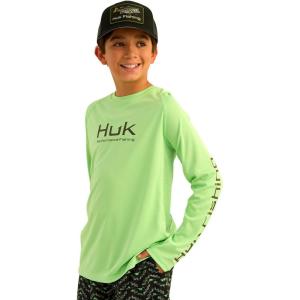 imageHUK Boys Pursuit Solid Long Sleeve Fishing Shirt for KidsSummer Green Heather