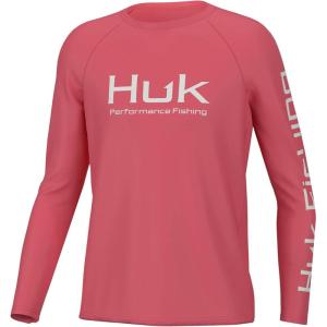 imageHUK Boys Pursuit Solid Long Sleeve Fishing Shirt for KidsSunwashed Red