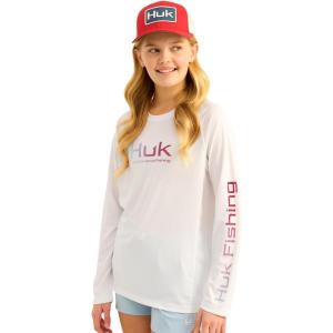 imageHUK Boys Pursuit Solid Long Sleeve Fishing Shirt for KidsWhite 30