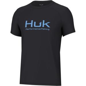 imageHUK Boys Pursuit Solid Short Sleeve Fishing Shirt for KidsBlack