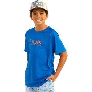 imageHUK Boys Pursuit Solid Short Sleeve Fishing Shirt for KidsOcean Blue