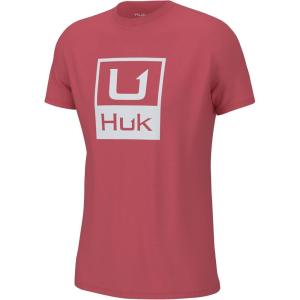 imageHUK Boys Short Sleeve Performance Tee Kids Fishing TShirtHukd Up Logo  Sunwashed Red